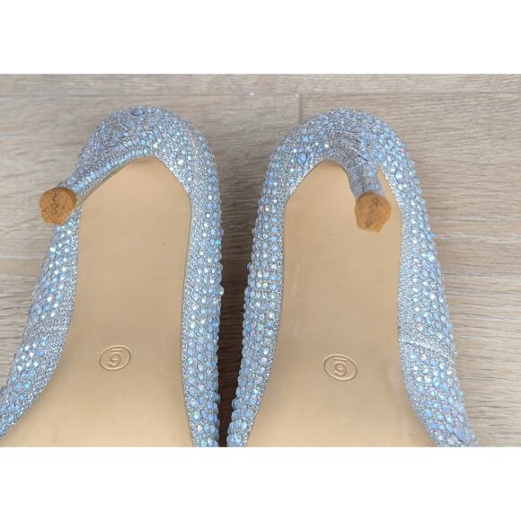 Elisabet Tang Heels Pumps 6 Crystal Rhinestone Stiletto Pointed Event Dressy - Picture 11 of 13